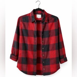 American Eagle Oversized Fit Red Plaid Flannel Size Small